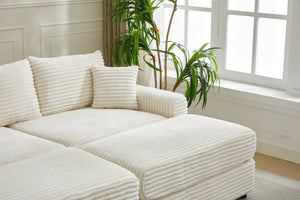 English Elm Modern Sectional Couch - Cozy 2-Piece Corduroy Slipcovers With Throw Pillows For Stylish Living Spaces W2915S00030