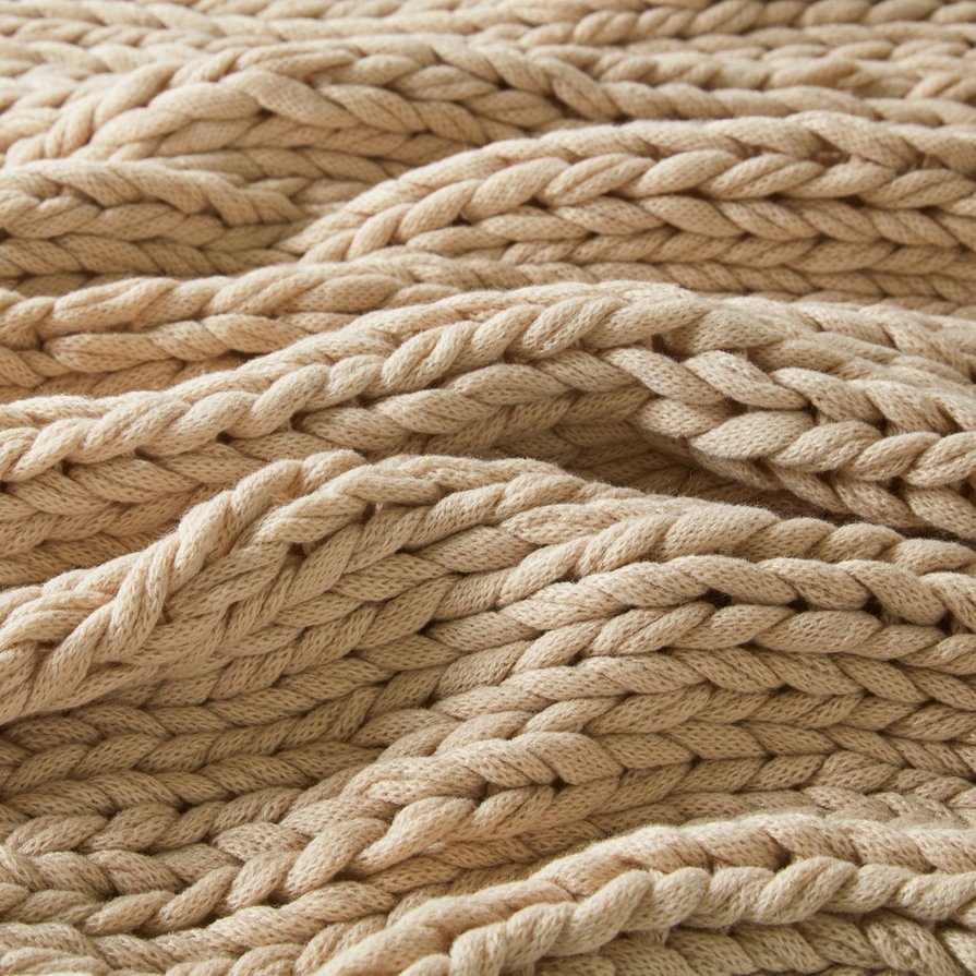 JLA Home Madison Park - Hand Made double-knit throw blanket — ultra-soft, OEKO-TEX certified, durable modern boho accent for home comfort Tan MP50-8116