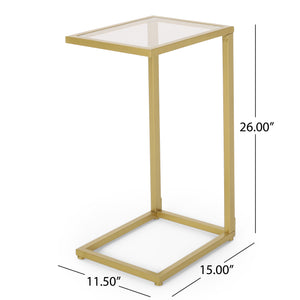 English Elm Christopher Knight Home® - END Gold C-Shape End Table with Tempered Glass Top, Iron Frame, Modern Glam Accent for Sofa and Bedroom 68989.00