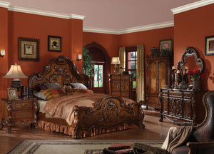 English Elm Cherry Cherry Oak 2-Drawer Nightstand with Felt-Lined Drawers, Claw Legs & Ornate Classic Charm B062P189126