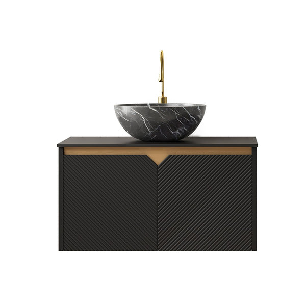 English Elm Ruben 30" Modern Wall-Mounted Bathroom Vanity With Black Sintered Stone Top & Stylish Twill Doors W2615S00310-GIGA