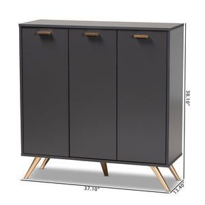 Baxton Studio Baxton Studio Modern Dark Grey Shoe Cabinet with Gold Accents - Stylish Storage for 12 Pairs LV19SC1915-Dark Grey-Shoe Cabinet