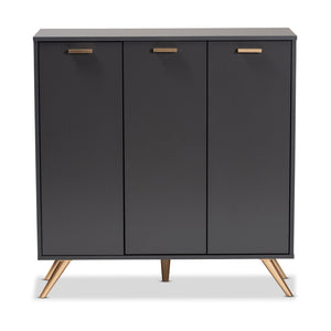 Baxton Studio Baxton Studio Modern Dark Grey Shoe Cabinet with Gold Accents - Stylish Storage for 12 Pairs LV19SC1915-Dark Grey-Shoe Cabinet