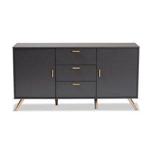 Baxton Studio Baxton Kelson Modern Sideboard Buffet in Dark Grey with Gold Accents for Stylish Storage Solutions LV19BFT1917-Dark Grey-Buffet