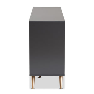 Baxton Studio Baxton Kelson Modern Sideboard Buffet in Dark Grey with Gold Accents for Stylish Storage Solutions LV19BFT1917-Dark Grey-Buffet