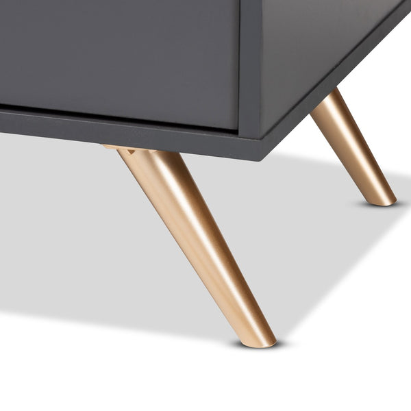 Baxton Studio Baxton Kelson Modern Sideboard Buffet in Dark Grey with Gold Accents for Stylish Storage Solutions LV19BFT1917-Dark Grey-Buffet