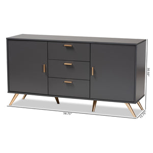Baxton Studio Baxton Kelson Modern Sideboard Buffet in Dark Grey with Gold Accents for Stylish Storage Solutions LV19BFT1917-Dark Grey-Buffet