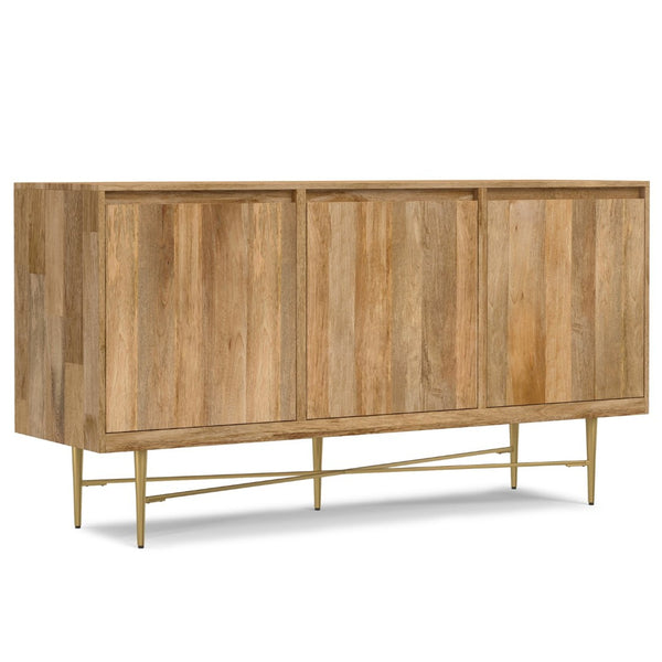 English Elm Fallon Solid Mango Wood Sideboard with Gold Iron Base and Adjustable Interior Shelving B136P439001