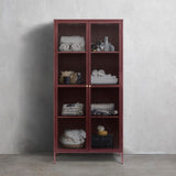 IDEAZ 1158UFAWine Red Steel Display Cabinet Red & Golden 1158UFA