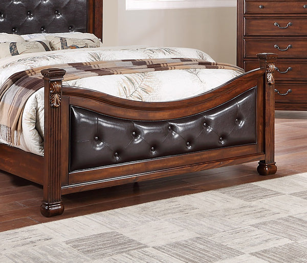English Elm Formal Eastern King Bed With Tufted Faux Leather Headboard In Dark Cherry – Timeless Elegance & Durability B011S00961