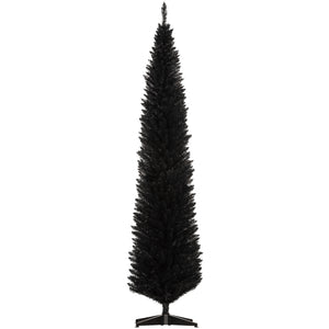 English Elm Homcom 8' Slim Pencil Christmas Tree With 618 Realistic Branch Tips - Elegant Black Holiday Decor W2225P249617