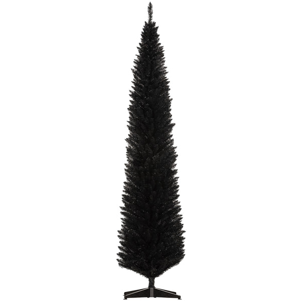 English Elm Homcom 8' Slim Pencil Christmas Tree With 618 Realistic Branch Tips - Elegant Black Holiday Decor W2225P249617