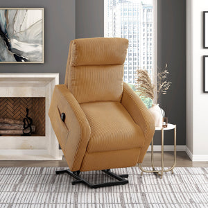 English Elm Contemporary Power Lift Chair Recliner with Plush Corduroy, Foam-Over-Coil Support & Side Pocket Yellow 31 L x 29 W x 24 H B011P395834