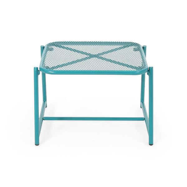 English Elm Christopher Knight Home® - KINCAID Outdoor Mesh Side Table 13"H — Powder-Coated Iron, Weather-Resistant Modern Accent Piece Teal 65201.00T