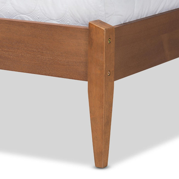 Baxton Studio Baxton Studio Mid-Century Modern Platform Bed with Beige Upholstered Headboard & Walnut Finish Lenora King MG0077S-Beige/Walnut-King