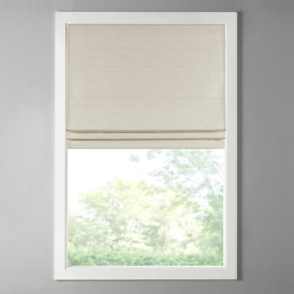 English Elm Printed Faux Silk Room Darkening Cordless Roman Shade with Thermal Foam Backing, OEKO-TEX Certified Elegance Ivory 5.05 L x 11.42 W x 7.48 H B03598301