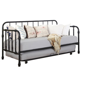 English Elm Ula Classic Black Twin Metal Daybed with Trundle — Bobbin Rails, Space-Saving Guest Sleep Solution B062P340737