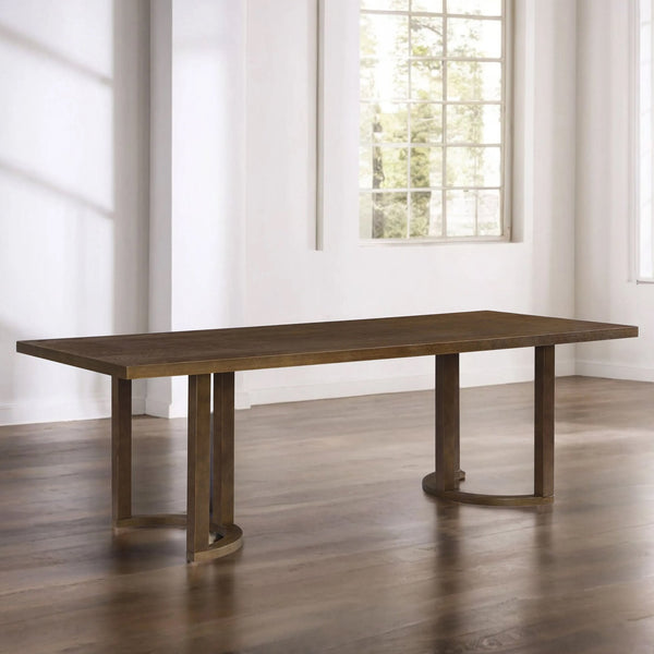English Elm Christopher Knight Home® - 95 Modern Solid Wood Dining Table with U-Shaped Trestle Base Seats 8, Sleek Rectangular Design Walnut N771P195513T