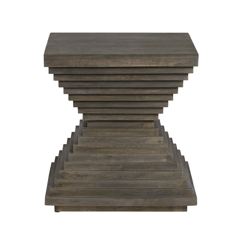 Crestview Collection Stacked Hourglass Wood End Table - Modern Mindi Wood Design With Warm Gray Finish For Stylish Décor Brown Solid Wood Cvfnr4416