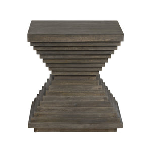 Crestview Collection Stacked Hourglass Wood End Table - Modern Mindi Wood Design With Warm Gray Finish For Stylish Décor Brown Solid Wood Cvfnr4416