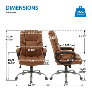 OSP Home Furnishings Execuative High Back Faux Leather Office Chair with Lumbar Support and Pneumatic Lift Mid-Back Saddle FL14571-U41