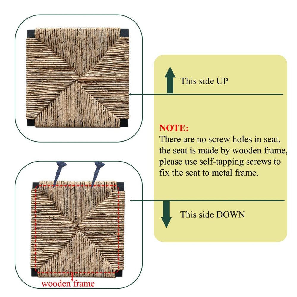 English Elm Set of 2 Hand Woven Water Hyacinth Counter Stools with Back Natural Boho Kitchen W1757104751