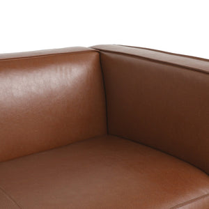 English Elm Light Brown Leather Three Seat Sofa with Dark Wood Legs for Modern Living Rooms N770P387768E