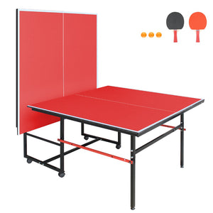 English Elm 8ft Foldable Ping Pong Table Aluminum Frame Complete Set for Game Room or Office W1408P418018