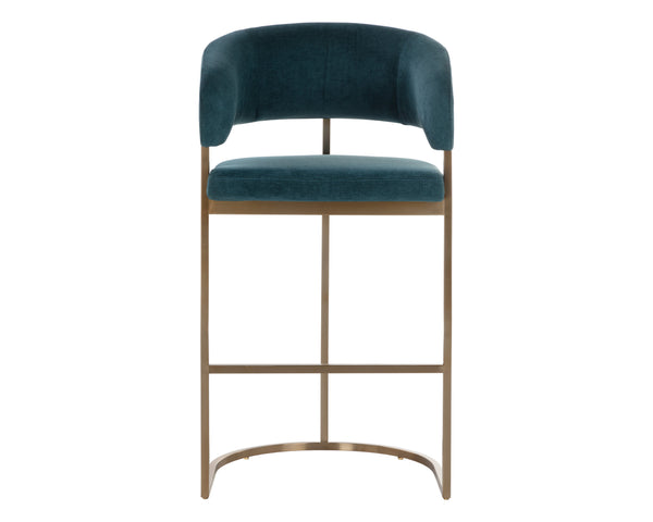 Sunpan Marris Barstool: Modern Elegance Meets Timeless Design in Luxurious Faux Leather and Steel Finish Gold / Danny Teal