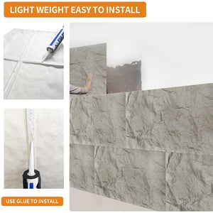 English Elm 3d Faux Rock Stone Polyurethane Wall Panels Lightweight Waterproof Interior Accent Set Light Grey W347P464223