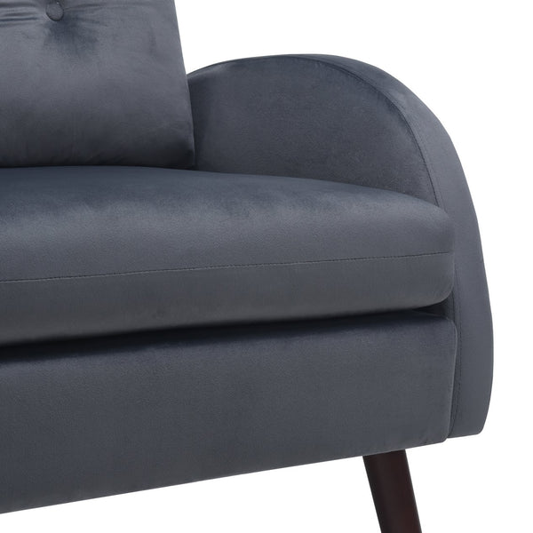 English Elm Upholstered Velvet Accent Chair and Ottoman with Storage, Tufted Design, 6-Level Adjustable Backrest Dark Gray T3623P411376