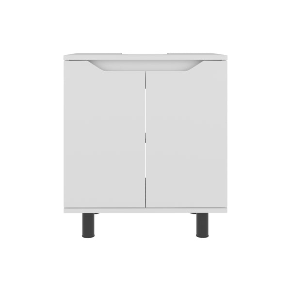 English Elm Under Sink Storage Cabinet with 2 Doors and Shelves — Sleek Oak & Black Wengue Finish for Bathrooms White 27.56 L x 25.59 W x 5.12 H B097P395900