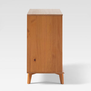 3-Drawer Groove Handle Solid Wood Dresser Caramel BR3DSLDRCA-T Walker Edison