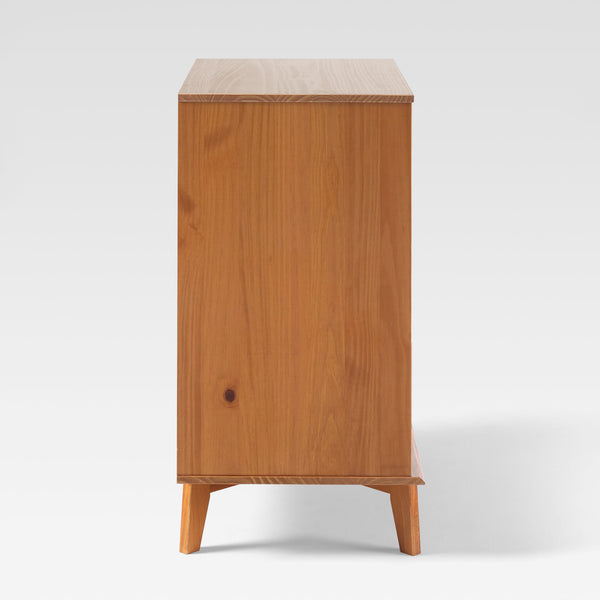 3-Drawer Groove Handle Solid Wood Dresser Caramel BR3DSLDRCA-T Walker Edison