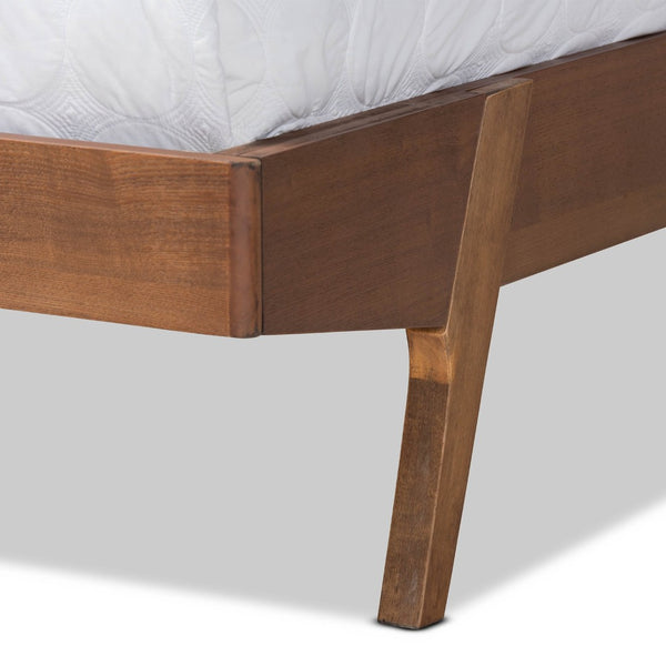 Baxton Studio Baxton Studio Mid-Century Modern Upholstered Platform Bed with Walnut Finish and Stylish Comfort Full MG0008S-Beige/Walnut-Full