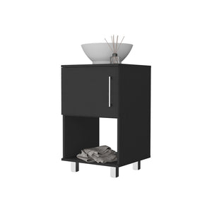 English Elm Malibu Black Single Bathroom Vanity Cabinet with Open Shelf, Particle Board, 12.24" Door, Easy Assemble B128S00071