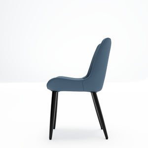 English Elm Set of 2 Armless Pu Leather Dining Chairs Cushioned Seat Brushed Metal Legs Modern Blue W3316P426931