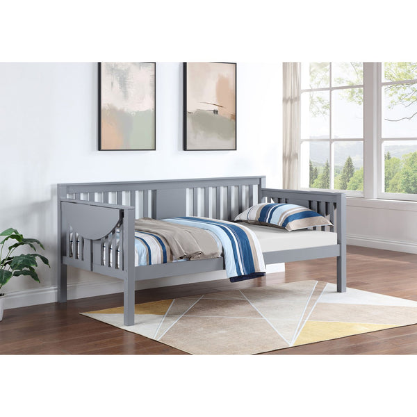 English Elm Albany Twin Daybed with Drop-Down Arm Tables, Grey Wood Finish, Vertical Slat Design for Teens & Home Office B062P358372