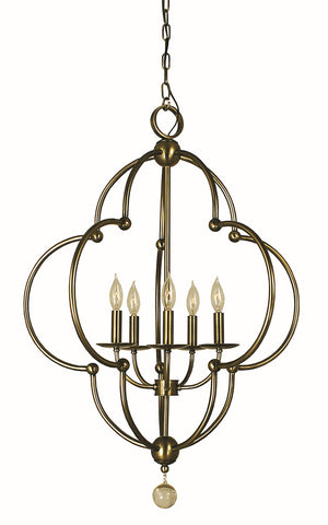 Framburg 5-light Quatrefoil Dining Chandelier - Elegant Usa-made Fixture For Timeless Home Décor Style Antique Brass Metal 1162 Ab