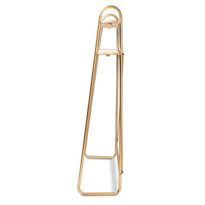 Baxton Studio Baxton Studio Merida Glam Over-Bed Shelf – Luxe Gold Metal & Natural Wood 2-Tier Storage Display Unit JY-0004-Natural/Gold-Queen Shelf