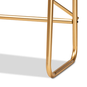 Baxton Studio Baxton Studio Merida Glam Over-Bed Shelf – Luxe Gold Metal & Natural Wood 2-Tier Storage Display Unit JY-0004-Natural/Gold-Queen Shelf