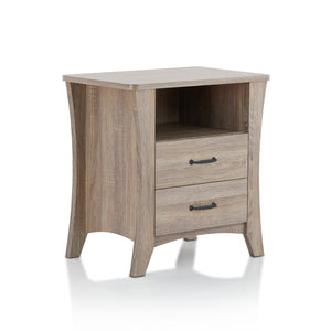 English Elm Colt Rustic Natural Finish Accent Table with 2 Drawers & Open Shelf, Wooden Tapered Legs, 40lb Top B2726P272963