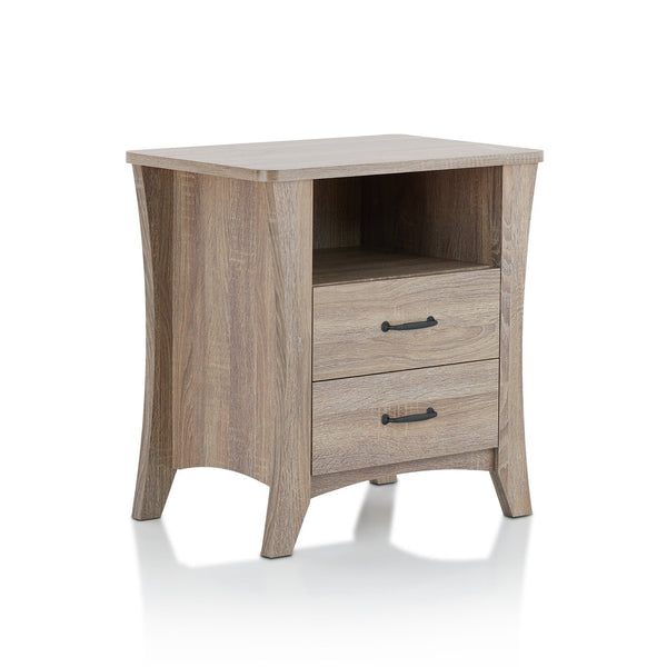English Elm Colt Rustic Natural Finish Accent Table with 2 Drawers & Open Shelf, Wooden Tapered Legs, 40lb Top B2726P272963
