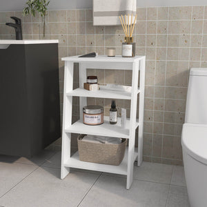 English Elm McNeal 4-Tier Freestanding Bathroom Shelf Organizer with Open Compact Design for Towels & Essentials White 34.6 L x 18.5 W x 3.1 H B128P237180