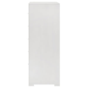 English Elm Pierce Five Drawer Chest with Diamond Emboss Texture and Sleek Contemporary Bedroom Storage Gloss White B062P447671