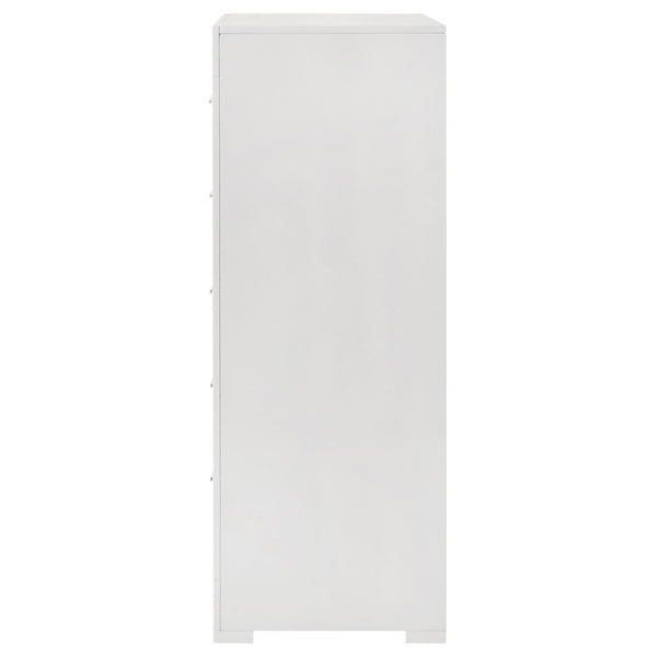 English Elm Pierce Five Drawer Chest with Diamond Emboss Texture and Sleek Contemporary Bedroom Storage Gloss White B062P447671