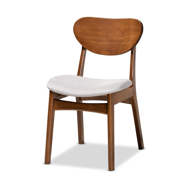 Baxton Studio Baxton Studio Mid-Century Modern Dining Set - 5-Piece Grey Upholstered & Walnut Wood Charm for Homes Katya Grey RH378C-Grey/Walnut-5PC Dining Set
