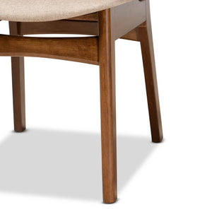 Baxton Studio Baxton Studio Mid-Century Modern Dining Set - 5-Piece Grey Upholstered & Walnut Wood Charm for Homes Katya Sand RH378C-Sand/Walnut-5PC Dining Set