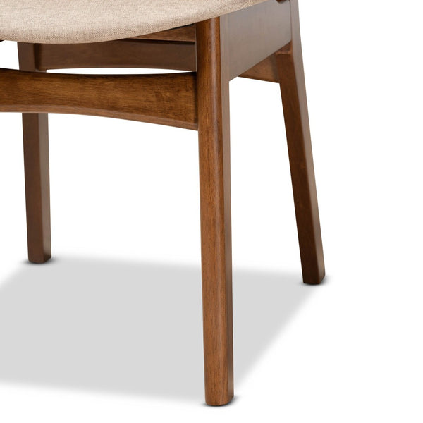 Baxton Studio Baxton Studio Mid-Century Modern Dining Set - 5-Piece Grey Upholstered & Walnut Wood Charm for Homes Katya Sand RH378C-Sand/Walnut-5PC Dining Set