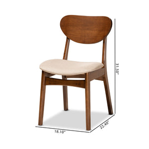 Baxton Studio Baxton Studio Mid-Century Modern Dining Chair Set - Grey Upholstery & Walnut Wood Finish for Style Katya Sand RH378C-Sand/Walnut Bent Seat-DC-2PK
